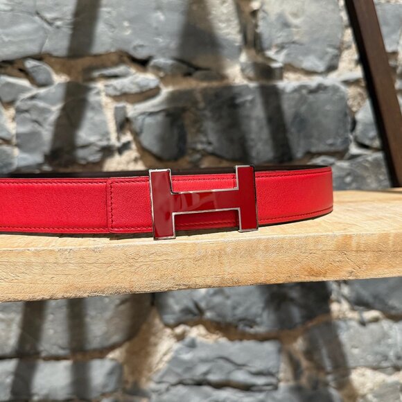 Hermès Red Enamel Quizz H Buckle Red Reversible Belt - Picture 8 of 13